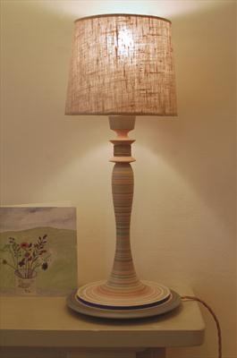 wood turned & hand painted lamp