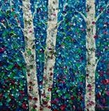 Birch Trees on Blue - Alison Cowan