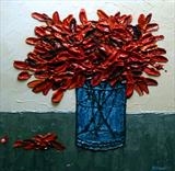 Blue Vase with Maple Sprigs - Alison Cowan