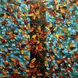 Copper Leaves on Teal - Alison Cowan