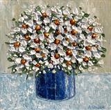 Daisies in Blue Pot - Alison Cowan