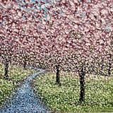 Falling Blossom on Blue Path - Alison Cowan