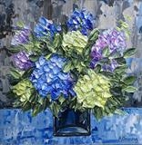 Hydrangeas in Blue Vase - Alison Cowan