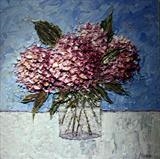 Hydrangeas on Blue - Alison Cowan