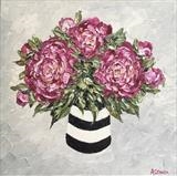 Peonies with Black Stripes - Alison Cowan