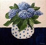 Spotted Pot with Blue Hydrangeas - Alison Cowan